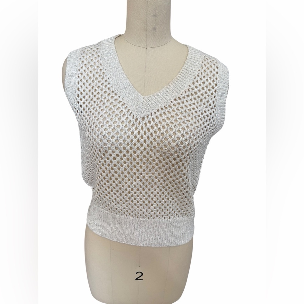 Noli ADDISON SEQUIN CROCHET TOP - PEARL size‎  small - Picture 4 of 7